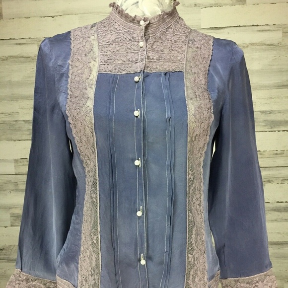 Lauren Ralph Lauren Sz 6P 100% Silk Button Up - Picture 1 of 8